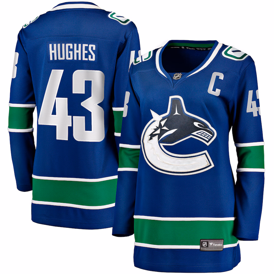 Women's Vancouver Canucks Quinn Hughes Fanatics Blue Home Breakaway Player Jersey - Puhuasuan