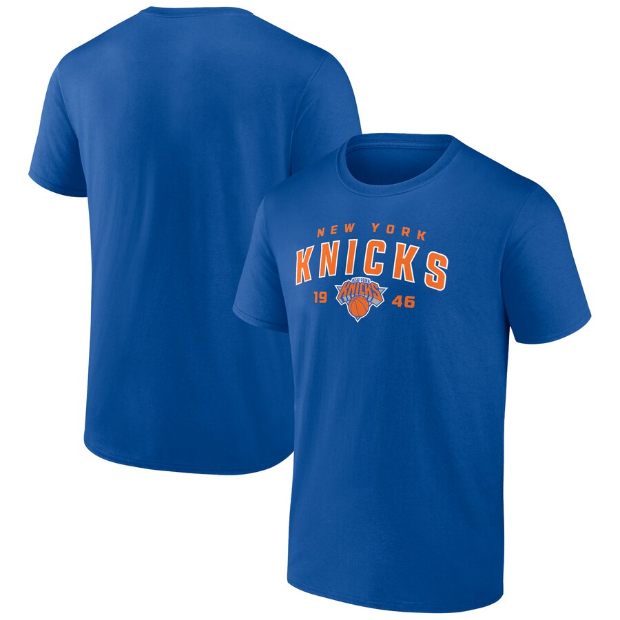 Men's New York Knicks Blue Rebel Logo T-Shirt - Puhuasuan