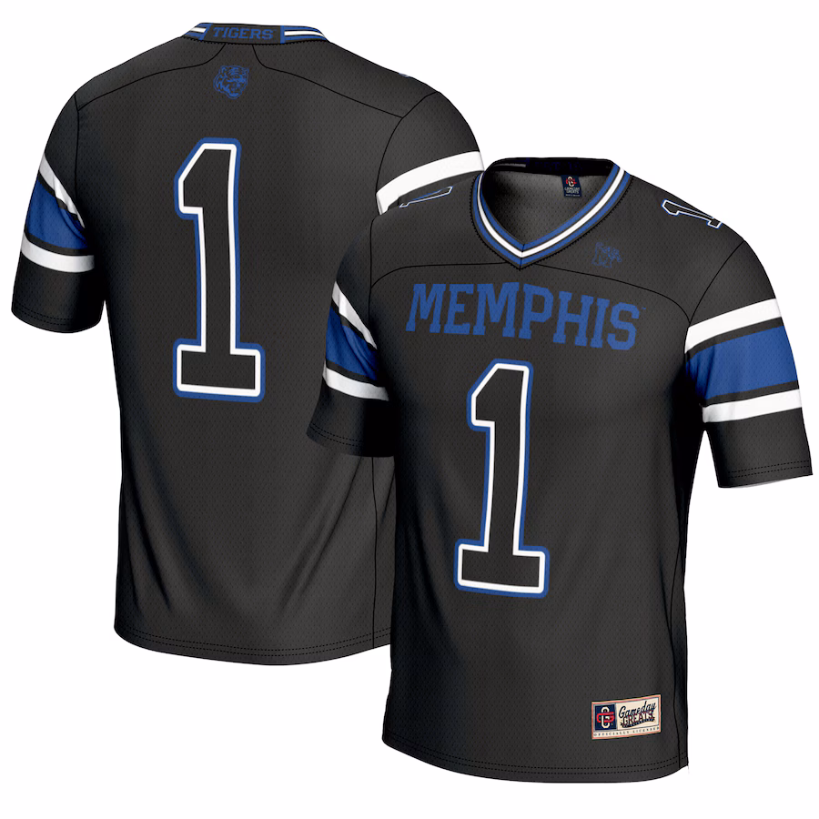Youth GameDay Greats #1 Black Memphis Tigers Endzone Football Jersey - Puhuasuan