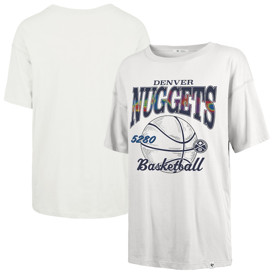 Women's Denver Nuggets  '47 White City Edition Down Court Sadie T-Shirt - Puhuasuan