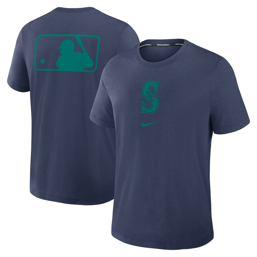 Men's Seattle Mariners Nike Navy Authentic Collection Early Work Tri-Blend Performance T-Shirt - Puhuasuan