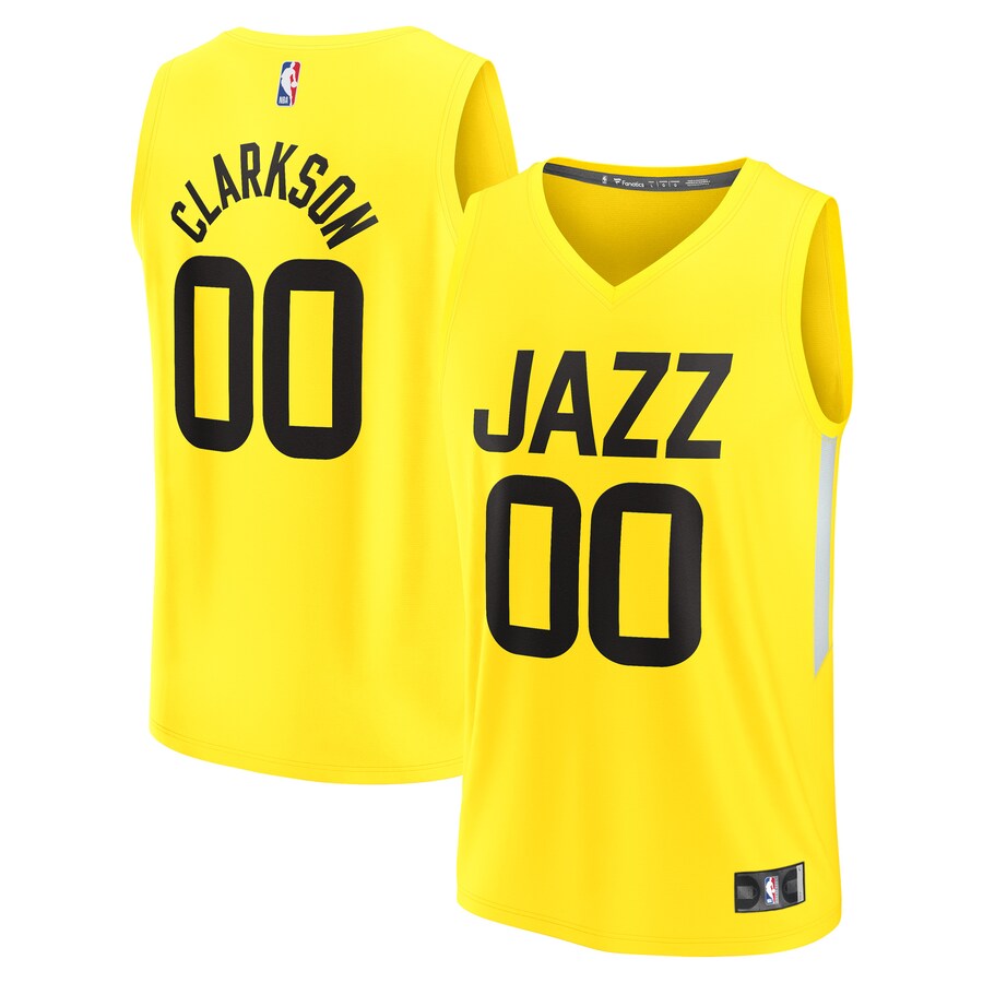 Men's Utah Jazz Jordan Clarkson Fanatics Yellow Fast Break Replica Jersey - Icon Edition - Puhuasuan