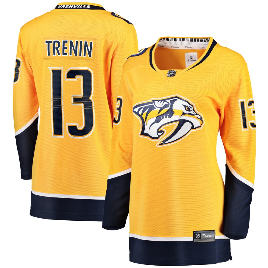 Women's Nashville Predators Yakov Trenin Fanatics Branded Gold Home Breakaway Player Jersey - Puhuasuan