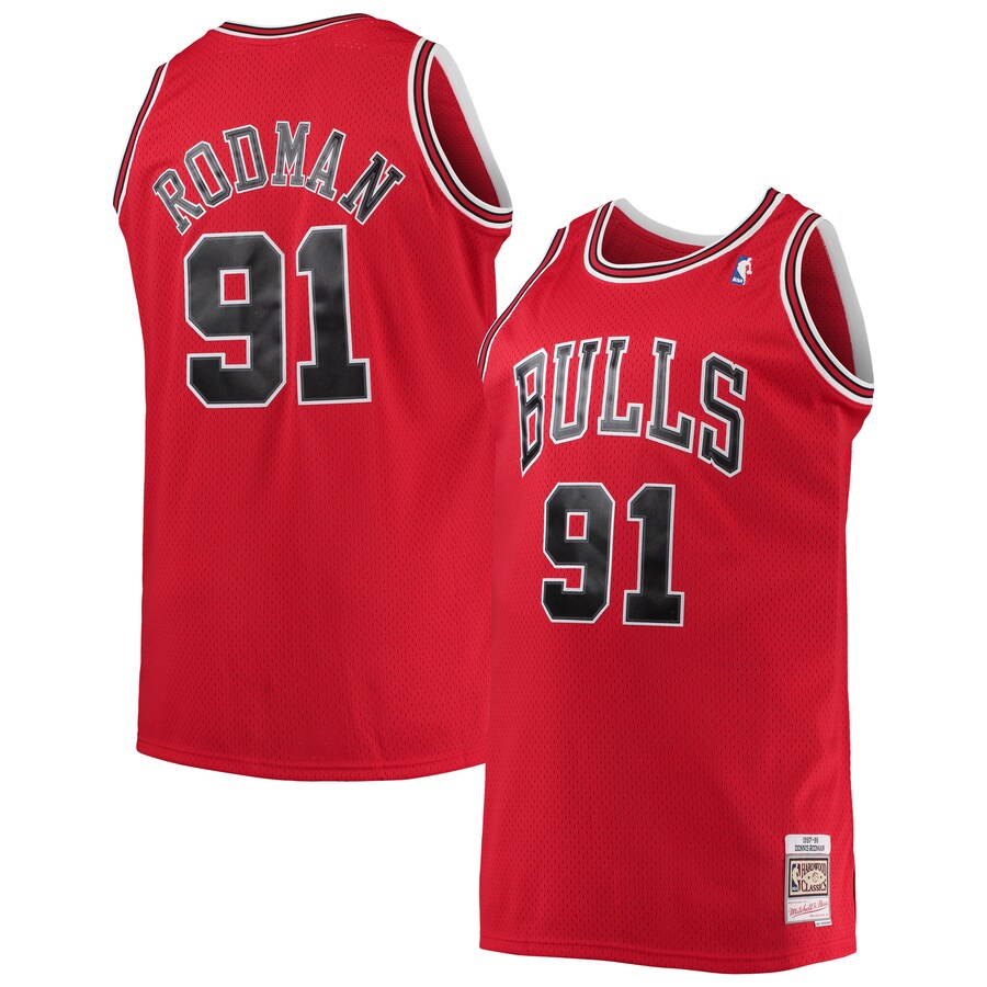 Men's Chicago Bulls Dennis Rodman Mitchell & Ness Red 1997/98 Big & Tall Hardwood Classics Swingman Jersey - Puhuasuan