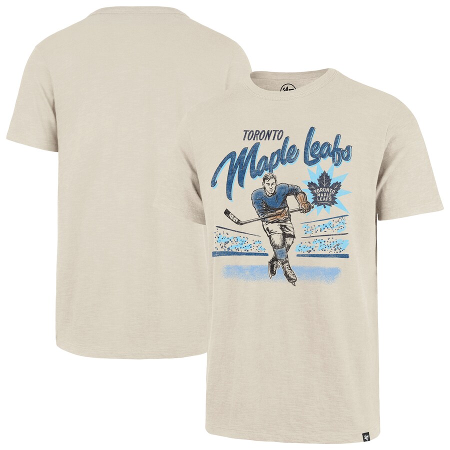 Men's Toronto Maple Leafs '47 Natural Hockey Player Golden Age Scrum T-Shirt - Puhuasuan