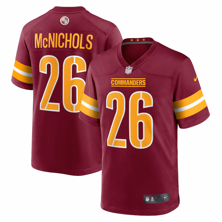 Men's Washington Commanders Jeremy McNichols Nike Burgundy Game Jersey - Puhuasuan