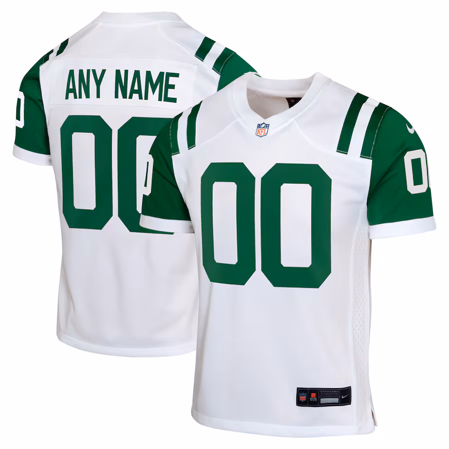 Youth New York Jets  Nike White Classic Alternate Custom Replica Jersey - Puhuasuan