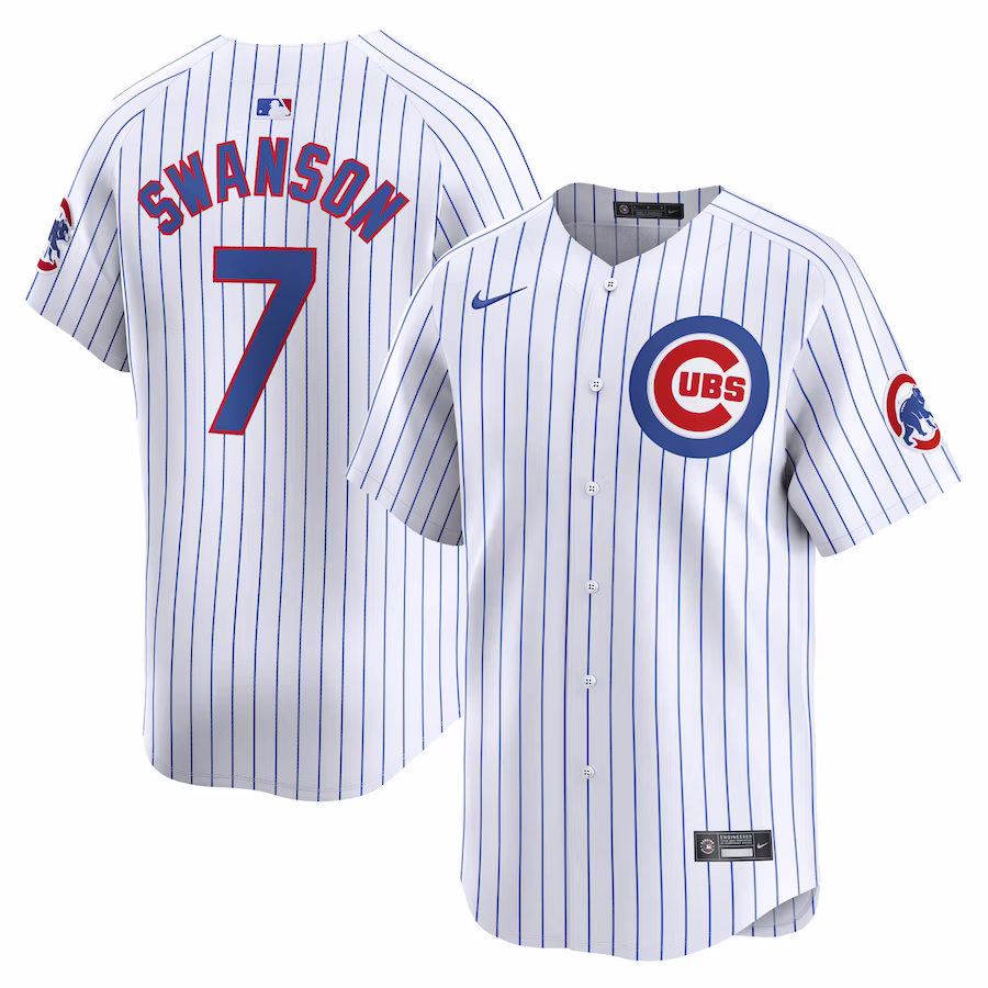 Men's Chicago Cubs Dansby Swanson Nike White Home Limited Player Jersey - Puhuasuan