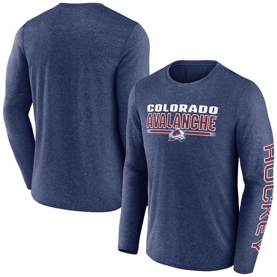 Men's Colorado Avalanche Fanatics Heather Navy Sweep Iconic Synthetic Long Sleeve T-Shirt - Puhuasuan