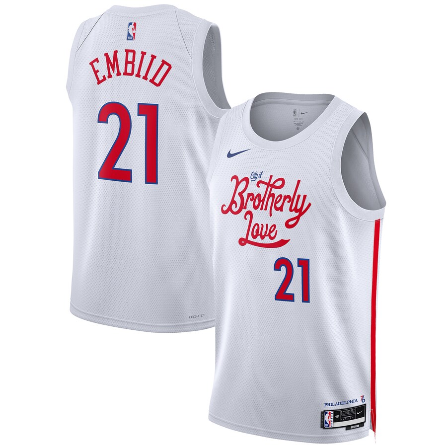 Unisex Philadelphia 76ers Joel Embiid Nike White 2022/23 Swingman Jersey - City Edition - Puhuasuan