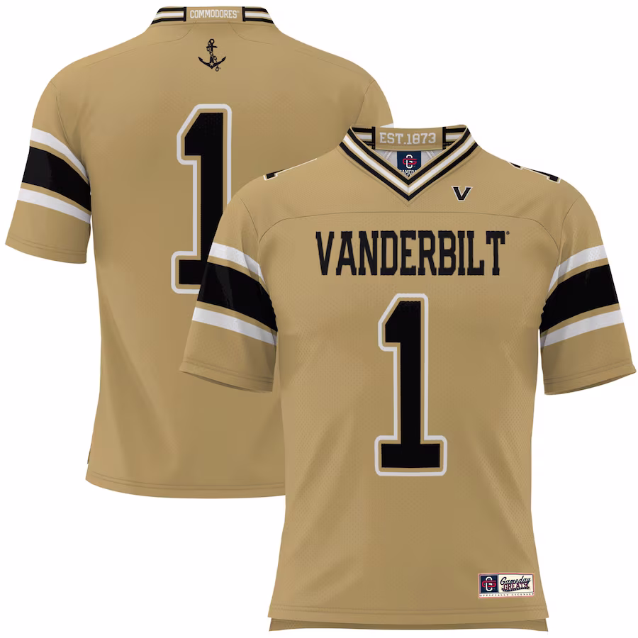 #1 Vanderbilt Commodores GameDay Greats Youth Football Jersey - Gold - Puhuasuan