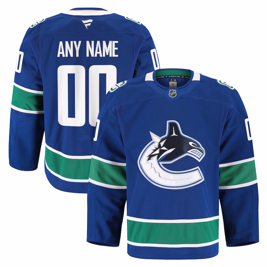 Men's Vancouver Canucks Fanatics Blue Home Authentic Pro Custom Jersey - Puhuasuan