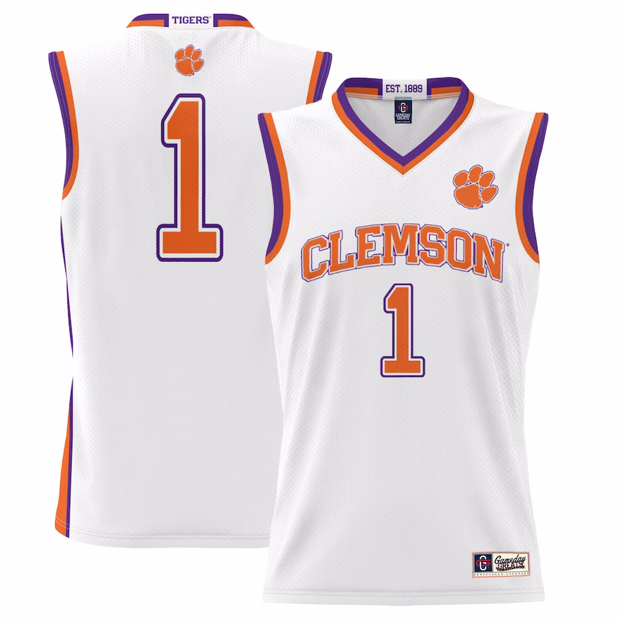 #1  Clemson Tigers GameDay Greats  Lightweight Basketball Jersey - White - Puhuasuan