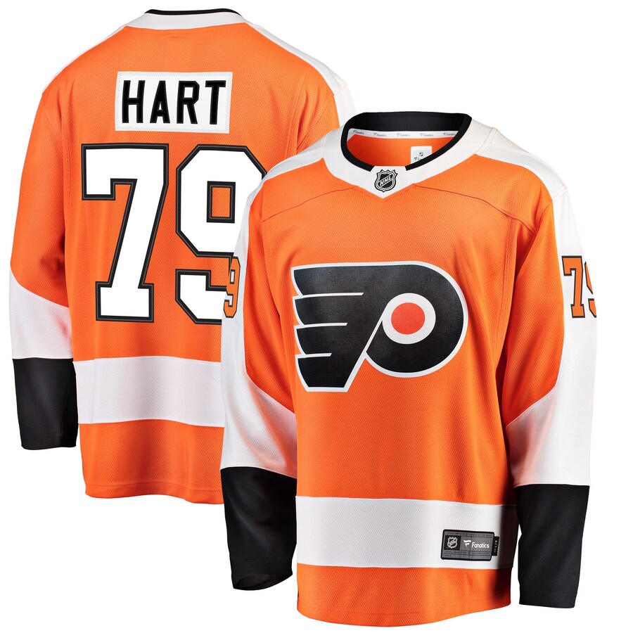 Men's Philadelphia Flyers Carter Hart Fanatics Branded Orange Home Premier Breakaway Player Jersey - Puhuasuan