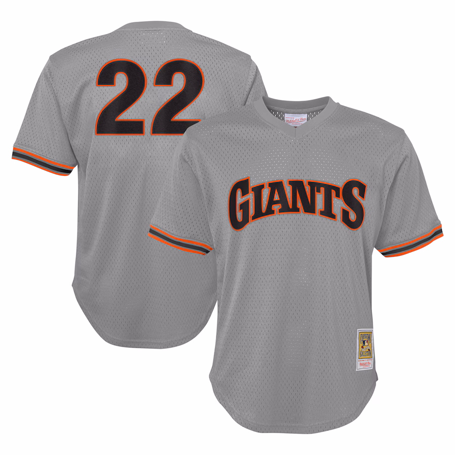Youth San Francisco Giants Will Clark Mitchell & Ness Gray Cooperstown Collection Mesh Batting Practice Jersey - Puhuasuan