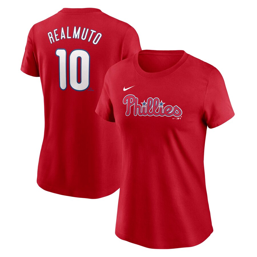 Women's Philadelphia Phillies J.T. Realmuto Nike Red Fuse Name & Number T-Shirt - Puhuasuan