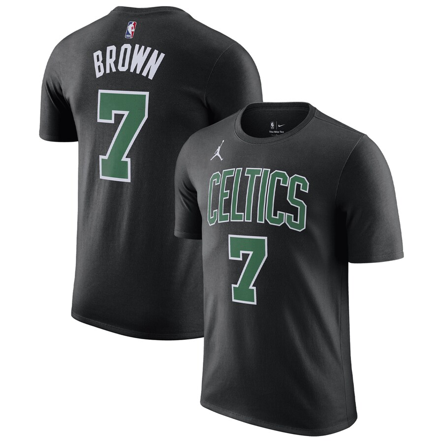 Men's Boston Celtics Jaylen Brown Jordan Brand Black 2022/23 Statement Edition Name & Number T-Shirt - Puhuasuan