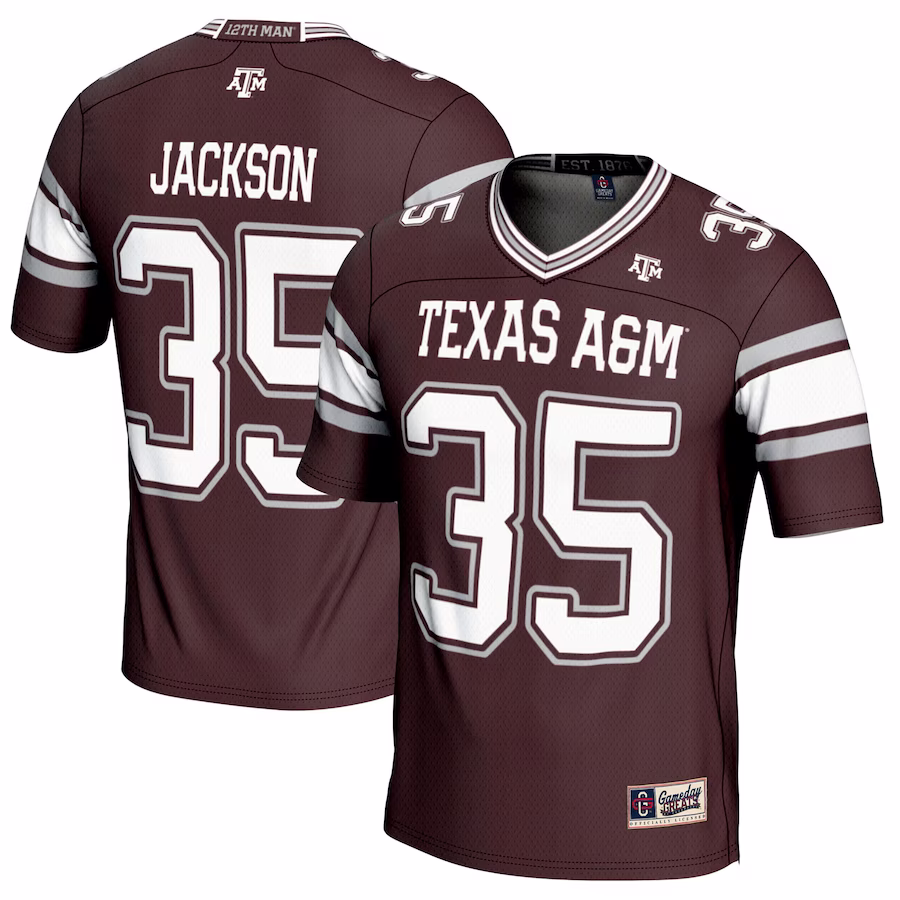 McKinnley Jackson Texas A&M Aggies GameDay Greats Youth NIL Player Football Jersey - Maroon - Puhuasuan