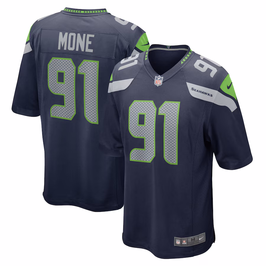 Men's Seattle Seahawks Bryan Mone Nike College Navy  Game Jersey - Puhuasuan