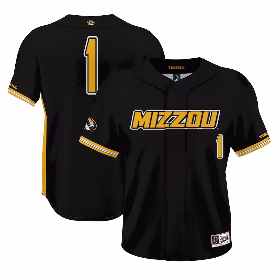 #1 Missouri Tigers GameDay Greats Lightweight Baseball Jersey - Black - Puhuasuan