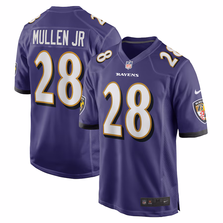 Men's Baltimore Ravens Trayvon Mullen Jr. Nike  Purple Team Game Jersey - Puhuasuan