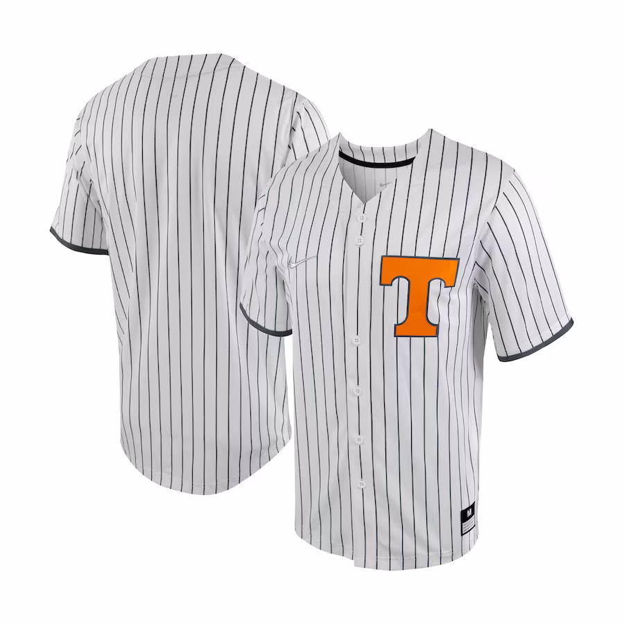 Tennessee Volunteers Nike Pinstripe Replica Full-Button Baseball Jersey - White/Gray - Puhuasuan