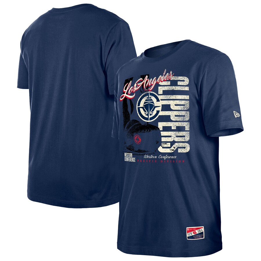 Men's LA Clippers  New Era Navy Distressed Throwback Vintage Color Pack T-Shirt - Puhuasuan