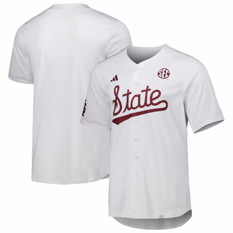 Men's adidas White Mississippi State Bulldogs Team Baseball Jersey - Puhuasuan