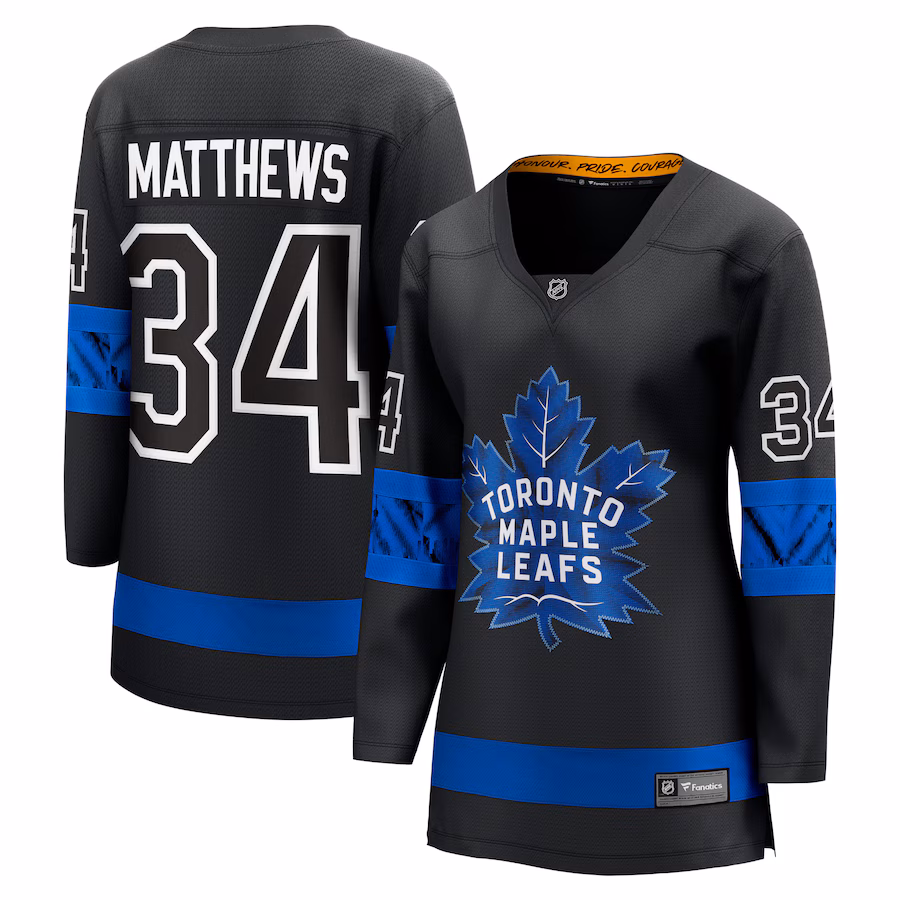 Women's Toronto Maple Leafs Auston Matthews Fanatics Black Alternate Premier Breakaway Reversible Player Jersey - Puhuasuan