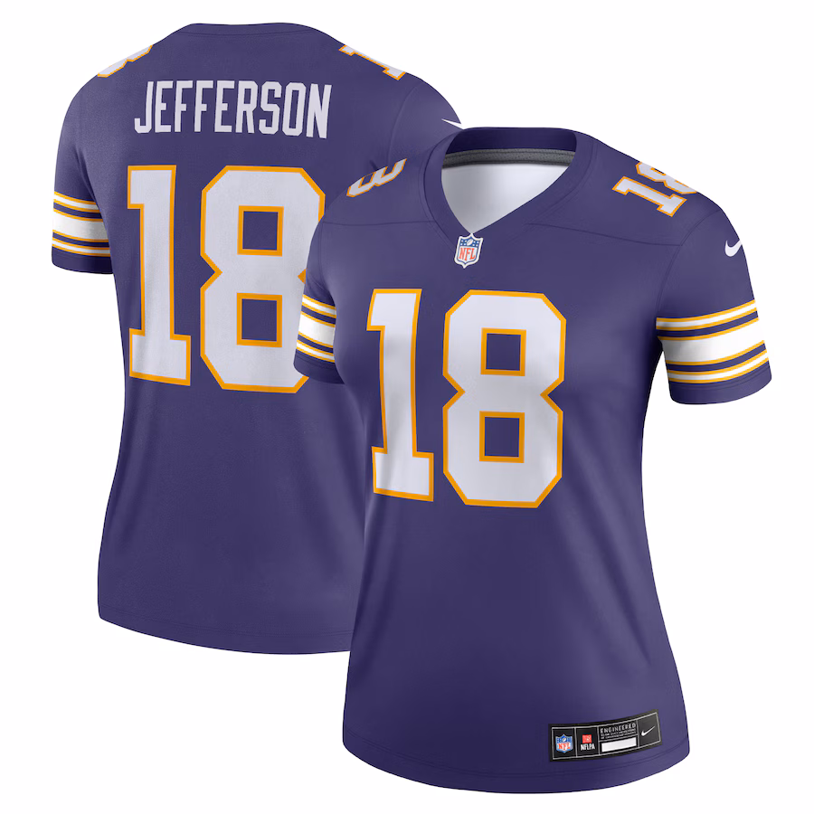 Women's Minnesota Vikings Justin Jefferson Nike Purple Alternate Legend Player Performance Top - Puhuasuan