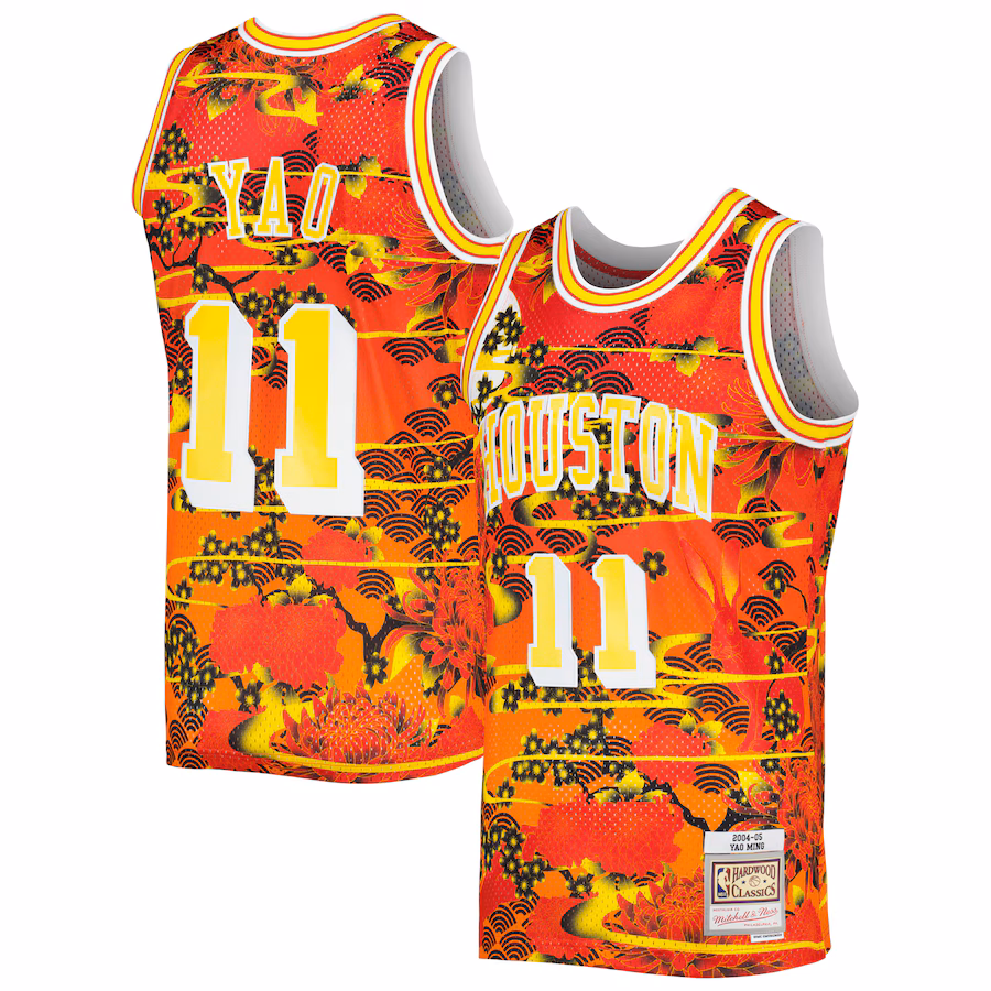 Men's Houston Rockets Yao Ming Mitchell & Ness Red 2004/05 Hardwood Classics Lunar New Year Swingman Jersey - Puhuasuan