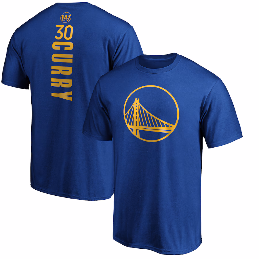 Men's Golden State Warriors Stephen Curry Royal Playmaker Name & Number Team T-Shirt - Puhuasuan
