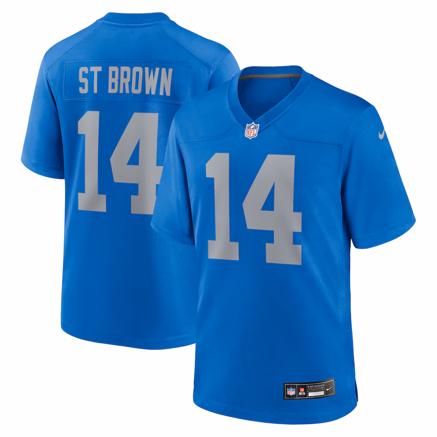 Men's Detroit Lions Amon-Ra St. Brown Nike  Blue Alternate Game Jersey - Puhuasuan