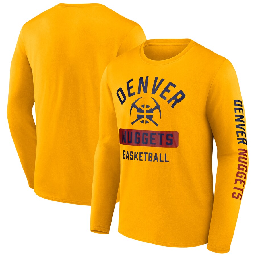 Men's Denver Nuggets  Fanatics Gold Long Sleeve T-Shirt - Puhuasuan
