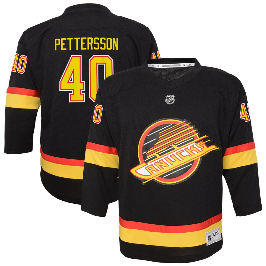 Youth Vancouver Canucks Elias Pettersson Black 2019/20 Flying Skate Replica Player Jersey - Puhuasuan