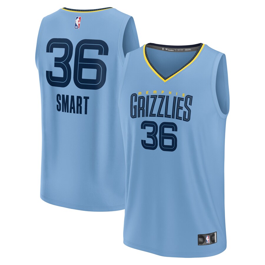 Men's Memphis Grizzlies Marcus Smart Fanatics Light Blue Fast Break Player Jersey - Statement Edition - Puhuasuan