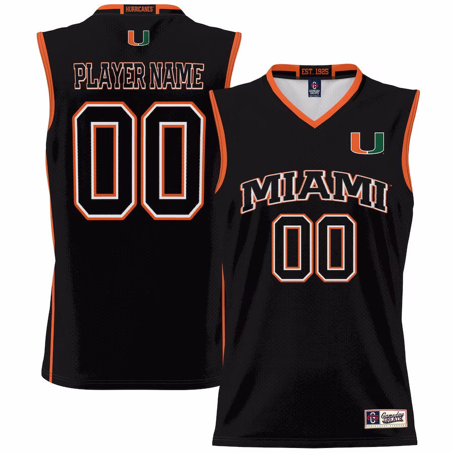 Miami Hurricanes GameDay Greats Unisex NIL Pick-A-Player Lightweight Basketball Jersey - Black - Puhuasuan