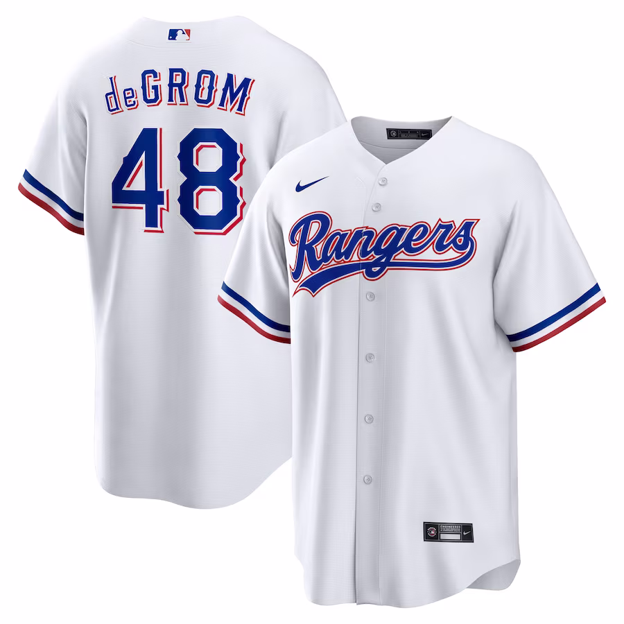 Men's Texas Rangers Jacob deGrom Nike White Home Replica Player Jersey - Puhuasuan