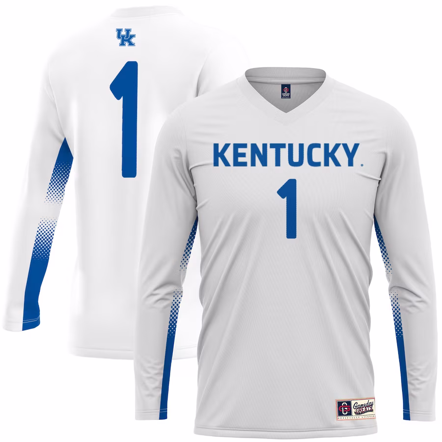 #1 Kentucky Wildcats GameDay Greats Unisex Lightweight Volleyball Jersey - White - Puhuasuan