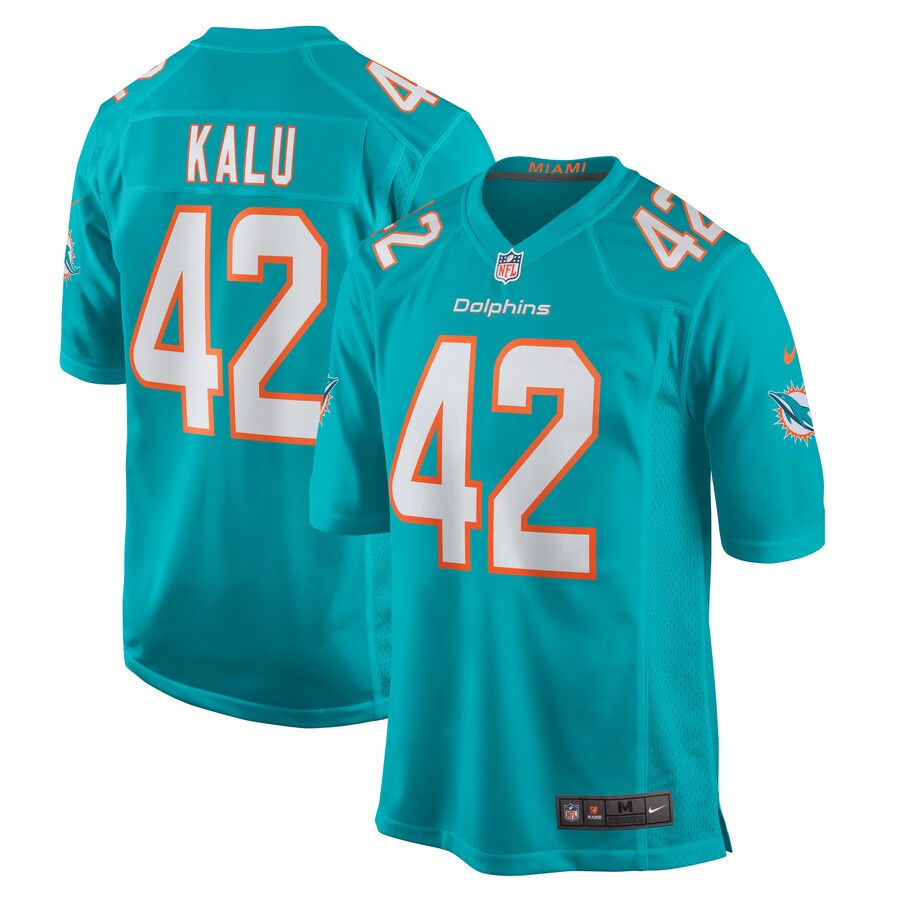 Men's Miami Dolphins Joshua Kalu Nike  Aqua Team Game Jersey - Puhuasuan