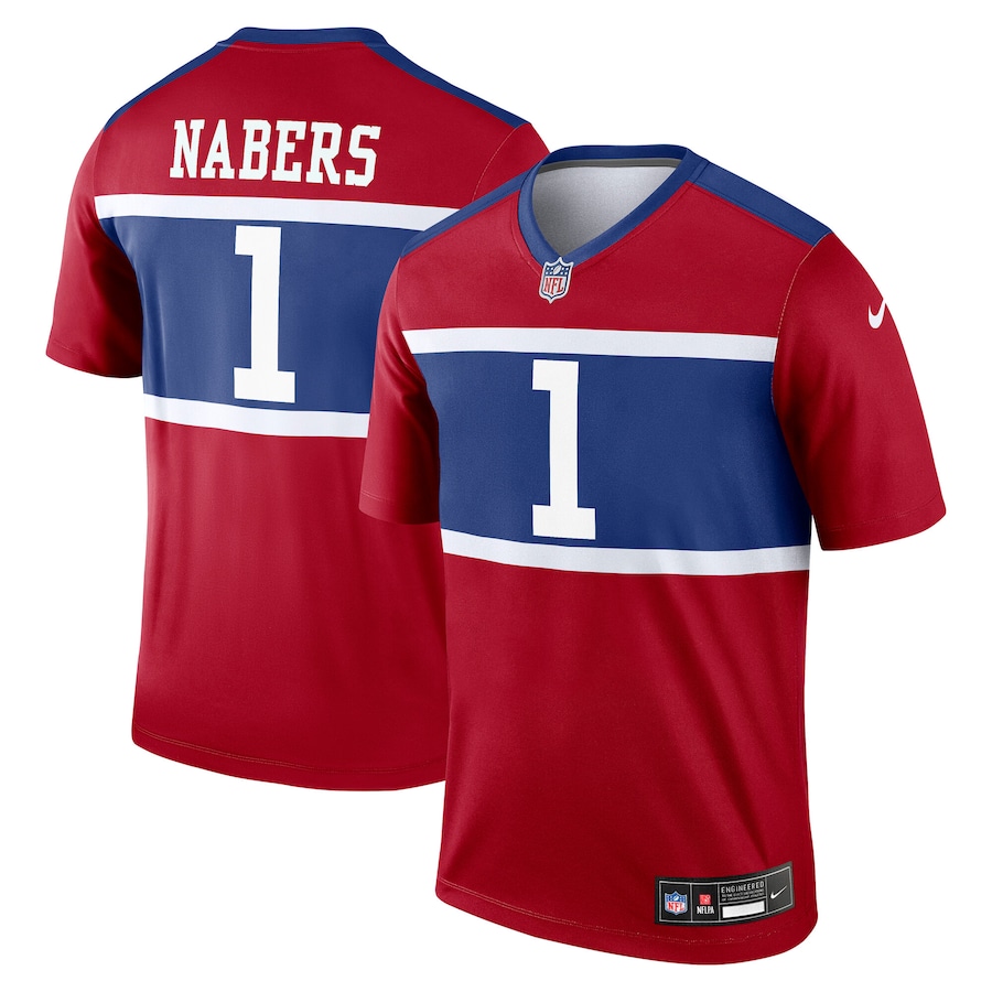 Men's New York Giants Malik Nabers Nike Red Alternate Legend Player Performance Top - Puhuasuan