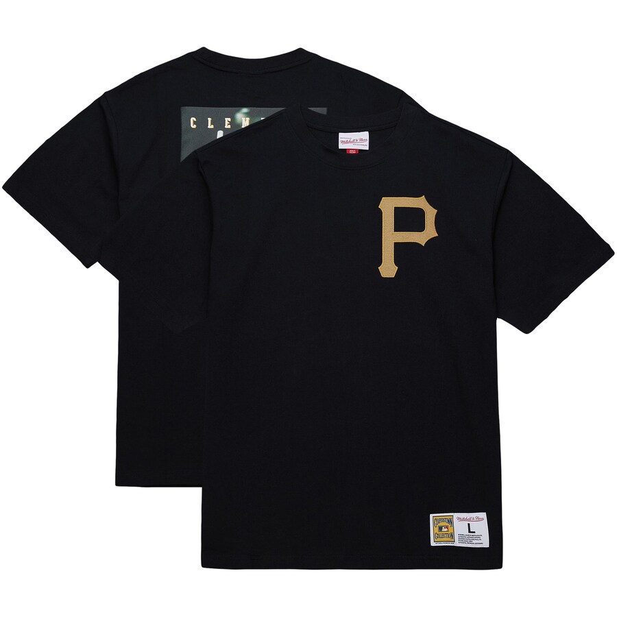 Men's Pittsburgh Pirates Roberto Clemente Mitchell & Ness Black Legends Collection Vintage Logo T-Shirt - Puhuasuan