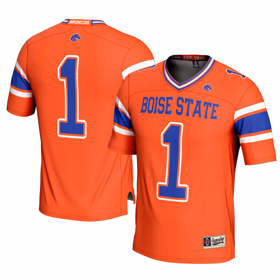 Men's GameDay Greats #1 Orange Boise State Broncos Football Jersey - Puhuasuan