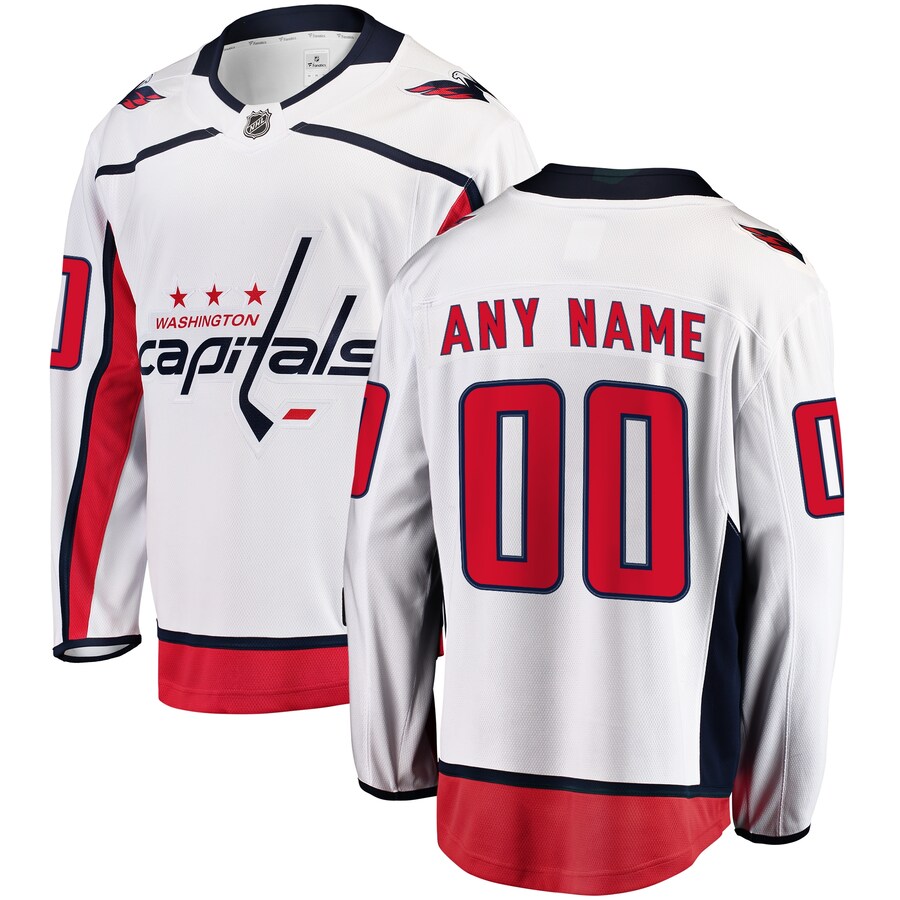 Men's Washington Capitals Fanatics Branded White Away Breakaway Custom Jersey - Puhuasuan