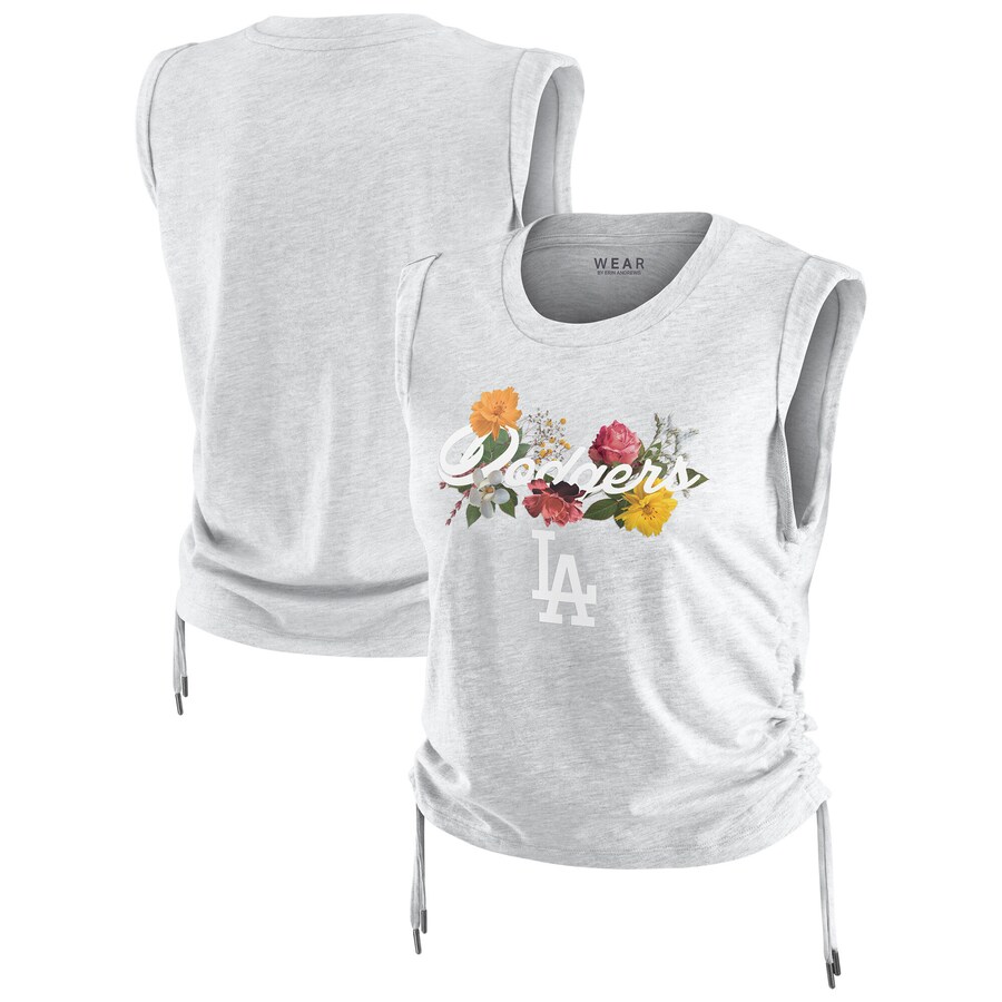 Women's Los Angeles Dodgers WEAR by Erin Andrews Heather Gray Cinched Tank Top - Puhuasuan