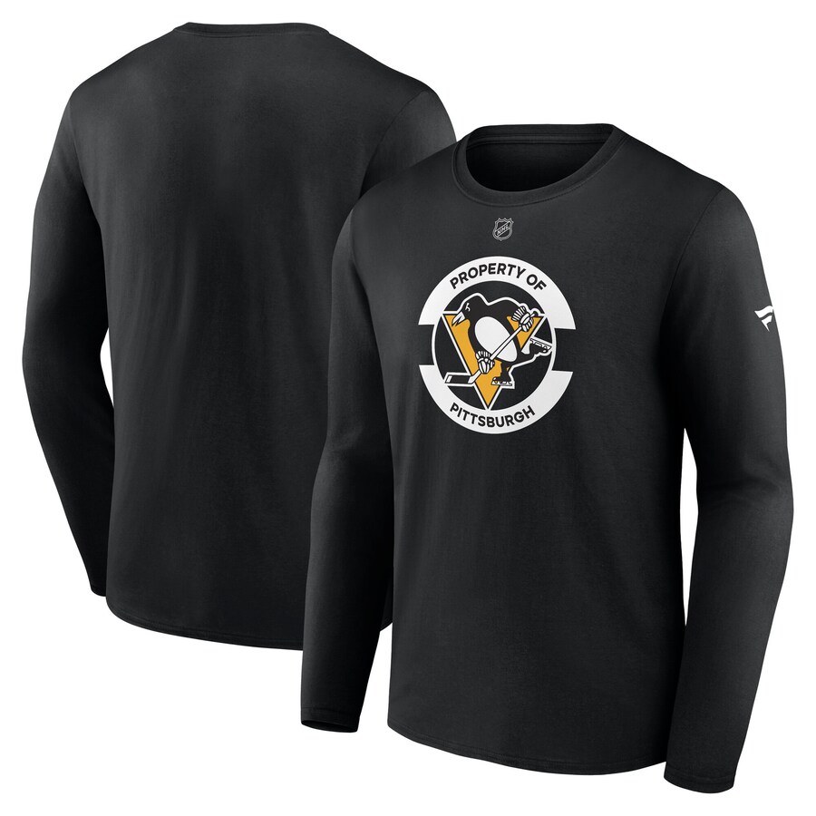 Men's Pittsburgh Penguins Fanatics Black Authentic Pro Core Secondary Long Sleeve T-Shirt - Puhuasuan