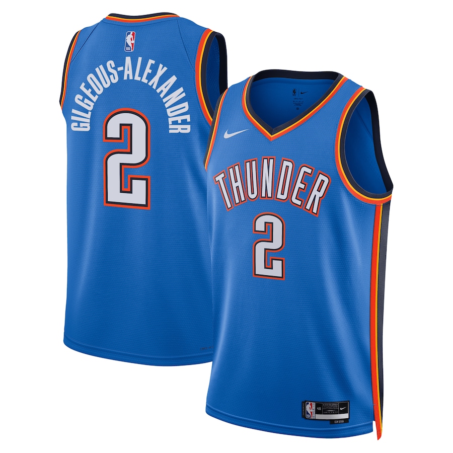 Unisex Oklahoma City Thunder Shai Gilgeous-Alexander Nike Blue Badge Swingman Replica Jersey - Icon Edition - Puhuasuan