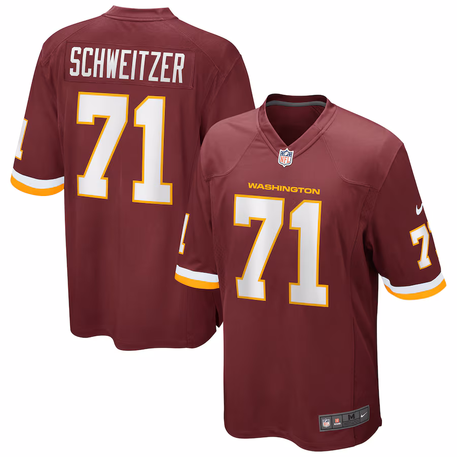 Men's Nike Wes Schweitzer Washington Football Team Burgundy Game Player Jersey - Puhuasuan