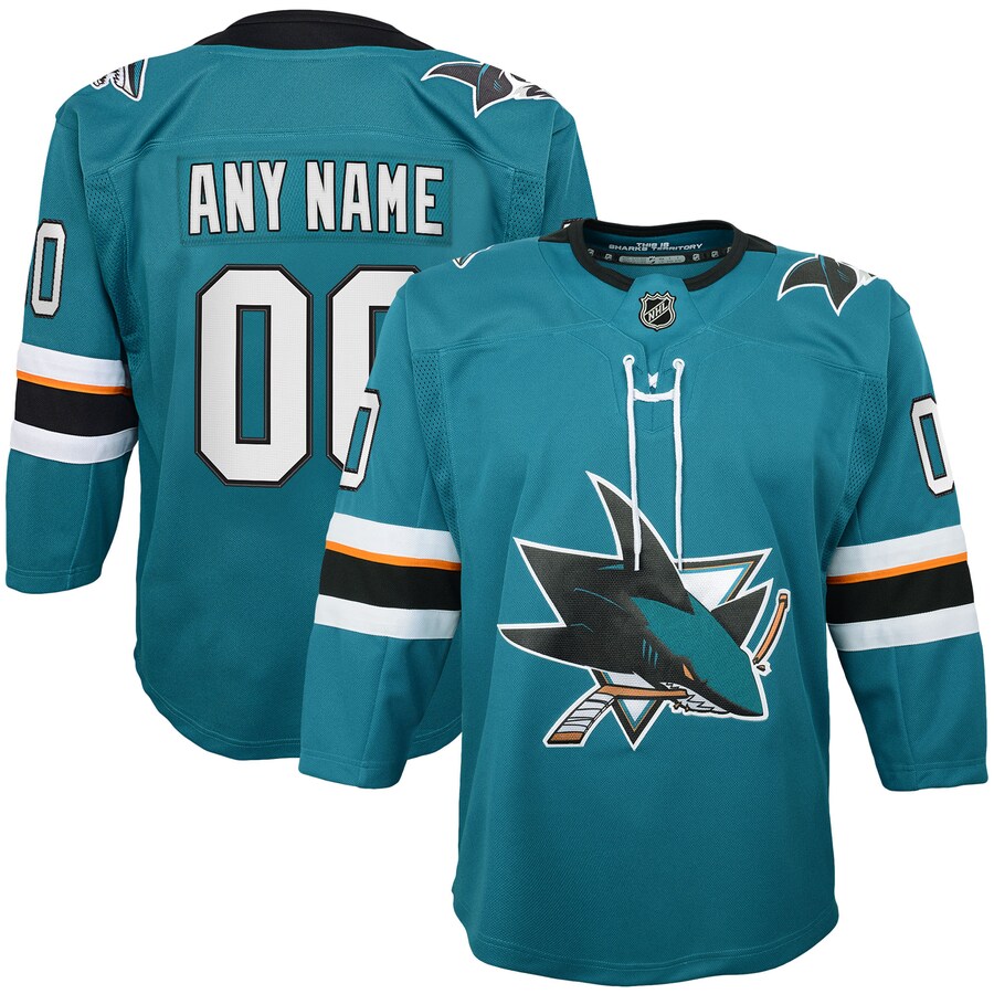 Youth San Jose Sharks Teal 2019/20 Home Premier Custom Jersey - Puhuasuan