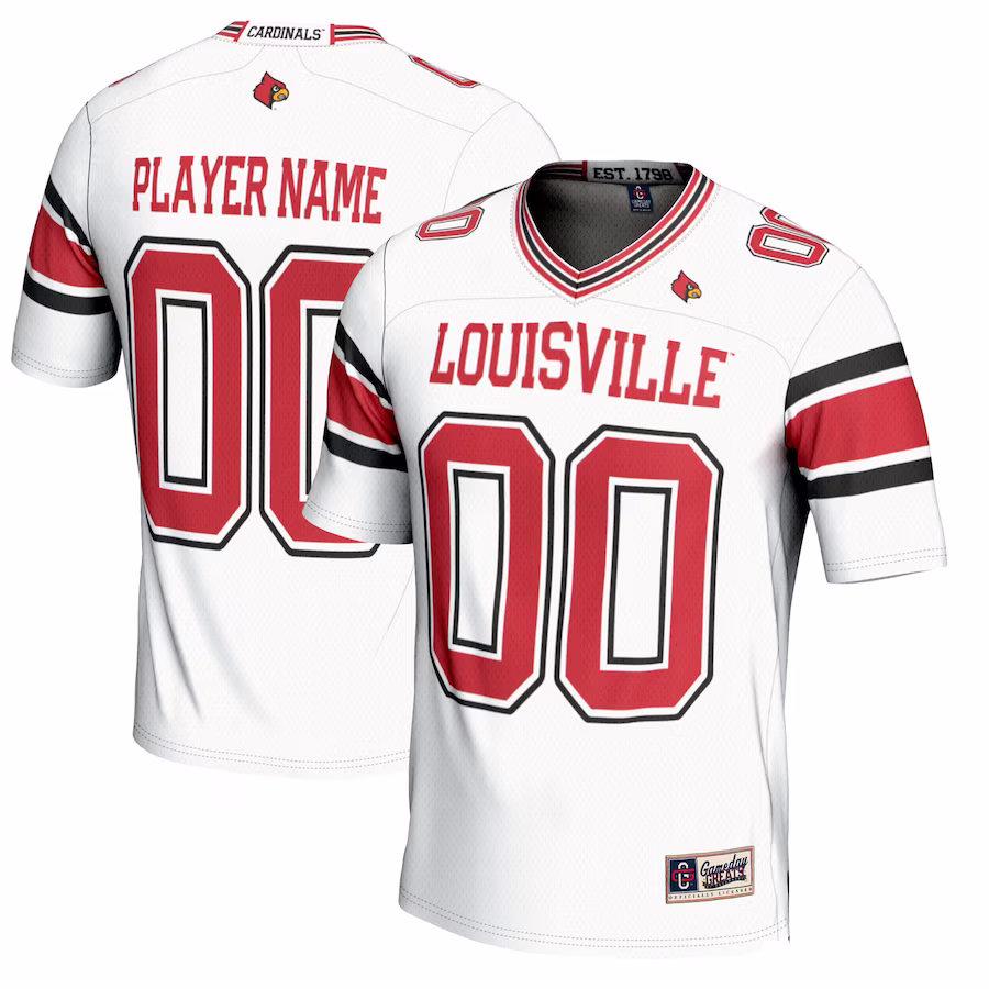 Louisville Cardinals GameDay Greats Youth NIL Pick-A-Player Football Jersey - White - Puhuasuan